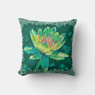Cojín Decorativo Cuadrado Pillow Water Lily Diseño Verde