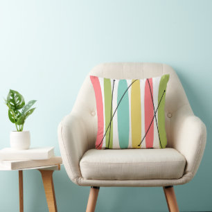 Cojín Decorativo Cuadrado trasero amarillo de la franja