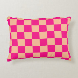 Cojín Decorativo Cuadrados a cuadros melocotón rosa caliente geomét