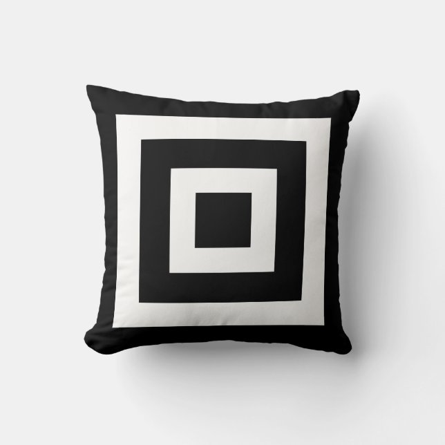 Cojín Decorativo Cuadrados abstractos en blanco y negro (Anverso)