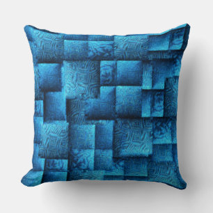 Cojín Decorativo Cuadrados azules con diseño tribal abstracto