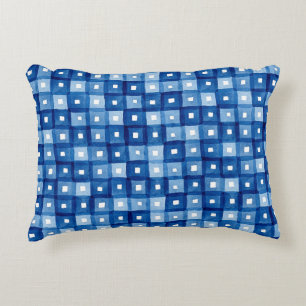 Cojín Decorativo Cuadrados Azules, Mosaico Seamless Watercolor.