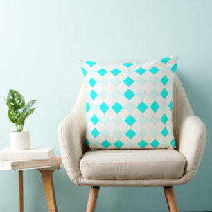 Cojín Decorativo Cuadrados blancos azul turquesa geométricos