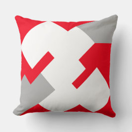 Cojín Decorativo Cuadrados Blancos Entrelazados sobre un Fondo Rojo