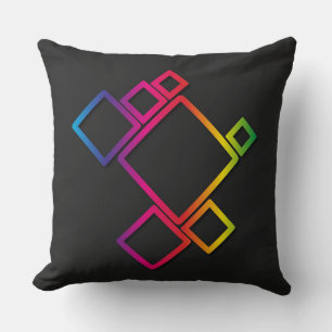 Cojín Decorativo Cuadrados Coloridos Impresionantes sobre Negro No.