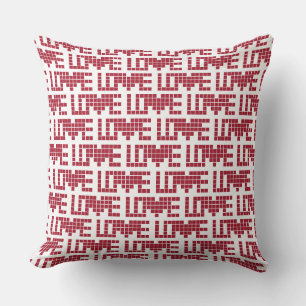 Cojín Decorativo Cuadrados de amor rojos lindos lettres