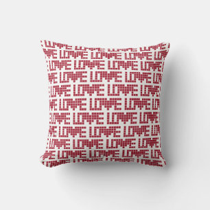 Cojín Decorativo Cuadrados de amor rojos lindos lettres