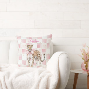 Cojín Decorativo Cuadrados de arco rosado Leopard