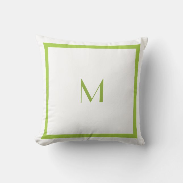 Cojín Decorativo Cuadrados de la verde lima con el monograma (Anverso)