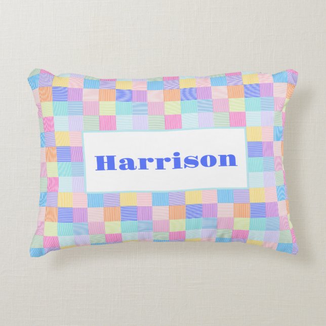 Cojín Decorativo Cuadrados de líneas dulces (Anverso)