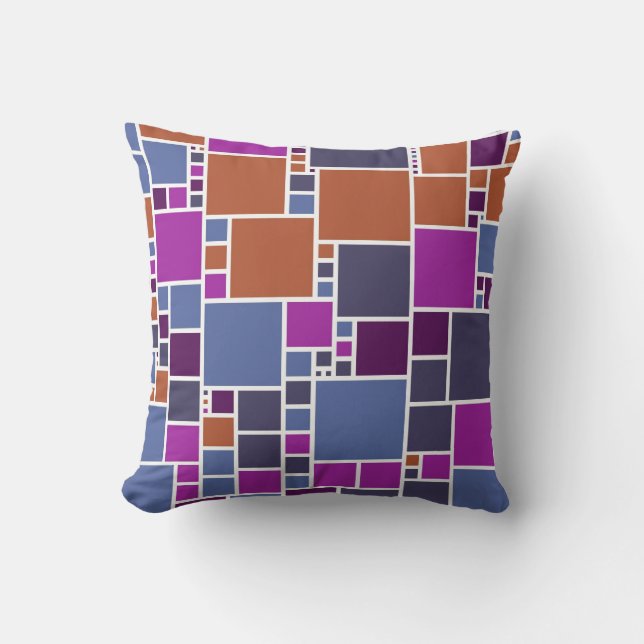Cojín Decorativo Cuadrados de mosaic retro | Gris morado (Anverso)