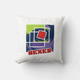 Cojín Decorativo Cuadrados de rebeldes verdes y púrpura con hexácul