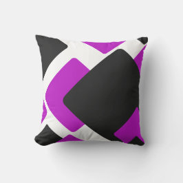 Cojín Decorativo Cuadrados geométricos abstractos negro violeta púr
