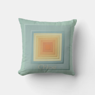 Cojín Decorativo Cuadrados geométricos elegantes (azul claro y amar