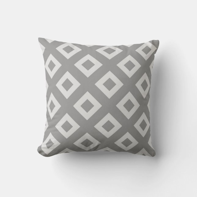 Cojín Decorativo Cuadrados gris y blanco (Anverso)