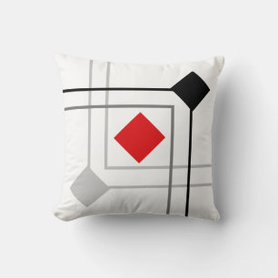 Cojín Decorativo Cuadrados Modernos Grises Negros Rojos