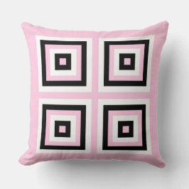 Cojín Decorativo Cuadrados negro, blanco y rosa