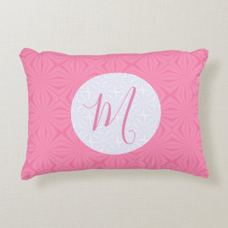 Cojín Decorativo Cuadrados Ondulados Rosa Claro Personaliza Inicial