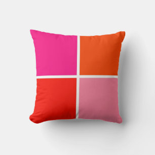 Cojín Decorativo Cuadrados rosados y anaranjados