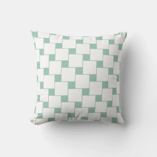 Cojín Decorativo Cuadrados trenzados divertidos Mint Green