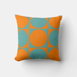Cojín Decorativo Cuadrados y círculos de sofás cuadrados, Naranja y