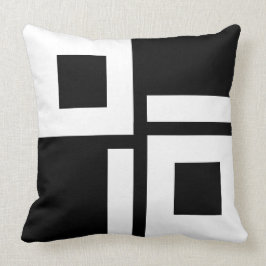 Cojín Decorativo Cuadrados y rayas abstractos en blanco y negro