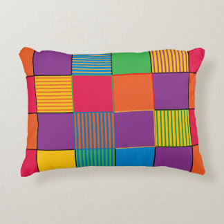 Cojín Decorativo Cuadrados y rayas de colores brillantes