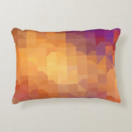 Cojín Decorativo Cuadrados y triángulos geométricos del naranja de