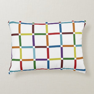 Cojín Decorativo Cuadrícula de arcoíris colorida con espacio negati