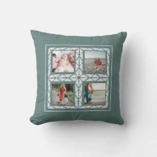 Cojín Decorativo Cuadrícula de cuatro fotos con marco retro