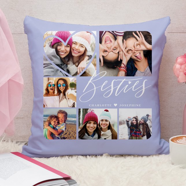 Cojín Decorativo Cuadrícula fotográfica Besties Script Corazón 6 (Subido por el creador)