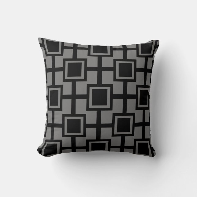 Cojín Decorativo Cuadrícula geométrica de moda| gris (Anverso)