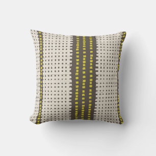 Cojín Decorativo Cuadrícula geométrica moderna de carbón amarillo t