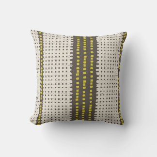 Cojín Decorativo Cuadrícula geométrica moderna de carbón amarillo t