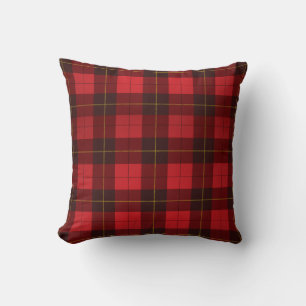 Cojín Decorativo Cuadro Clan Wallace Rojo Negro Tartán