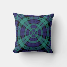 COJÍN DECORATIVO CUADRO CLÁSICO RADIAL VERDE AZULADO