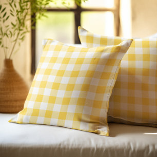 Cojín Decorativo Cuadro de Búfalo Amarillo y Blanco