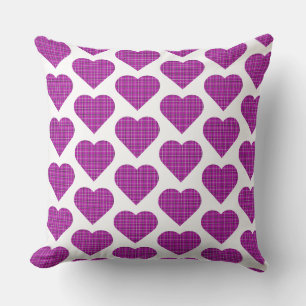 Cojín Decorativo Cuadro de Corazón Rosa Púrpura Negro