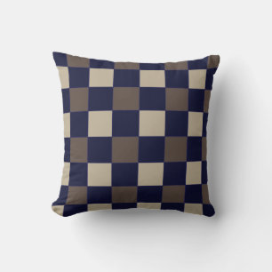 Cojín Decorativo Cuadro de cuadros azul oscuro y marrón Patrón de t