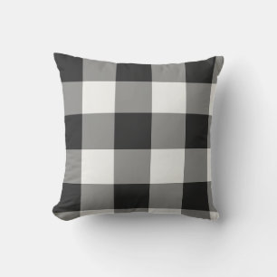 Cojín Decorativo Cuadro de Gingham Grande Negro y Blanco