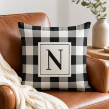 Cuadro de Gingham Negro en Negrita con Monograma I