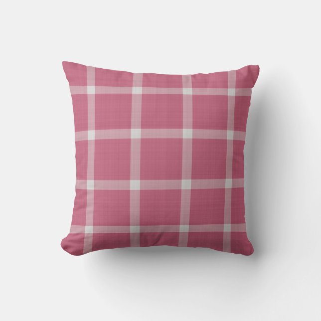 Cojín Decorativo Cuadro de Gingham Rosa Tulipán (Anverso)