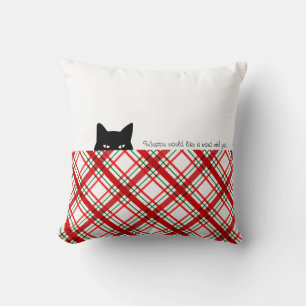 Cojín Decorativo Cuadro de Madras de Gato Furtivo a Cuadros