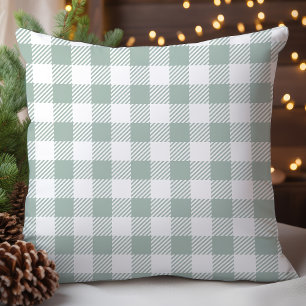 Cojín Decorativo Cuadro de Plaid Verde Búfalo Estilo Granja