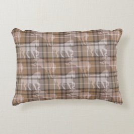 Cojín Decorativo Cuadro escocés alazán marrón y beige de caballo ec