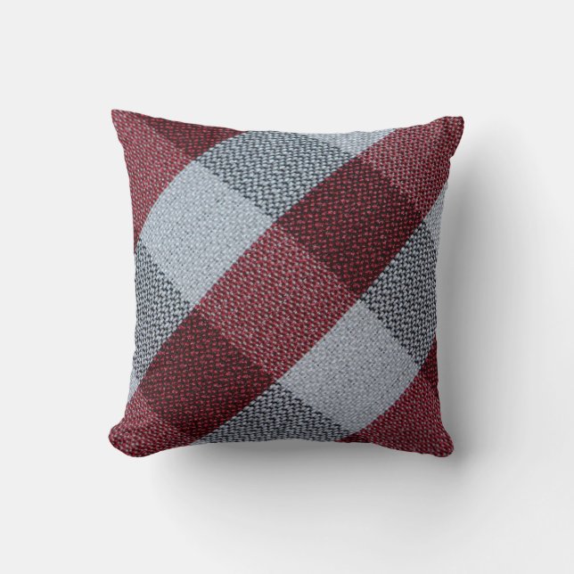 Cojín Decorativo Cuadro Escocés Rojo de Navidad (Anverso)