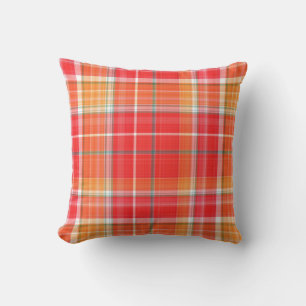Cojín Decorativo Cuadro Escocés Rojo y Amarillo Alegre