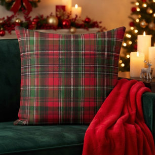 Cojín Decorativo Cuadro Escocés Rojo y Verde Clásico