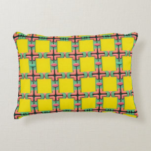 Cojín Decorativo Cuadro geométrico azul amarillo rosa