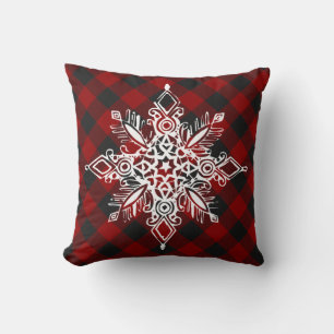 Cojín Decorativo Cuadros con copo de nieve